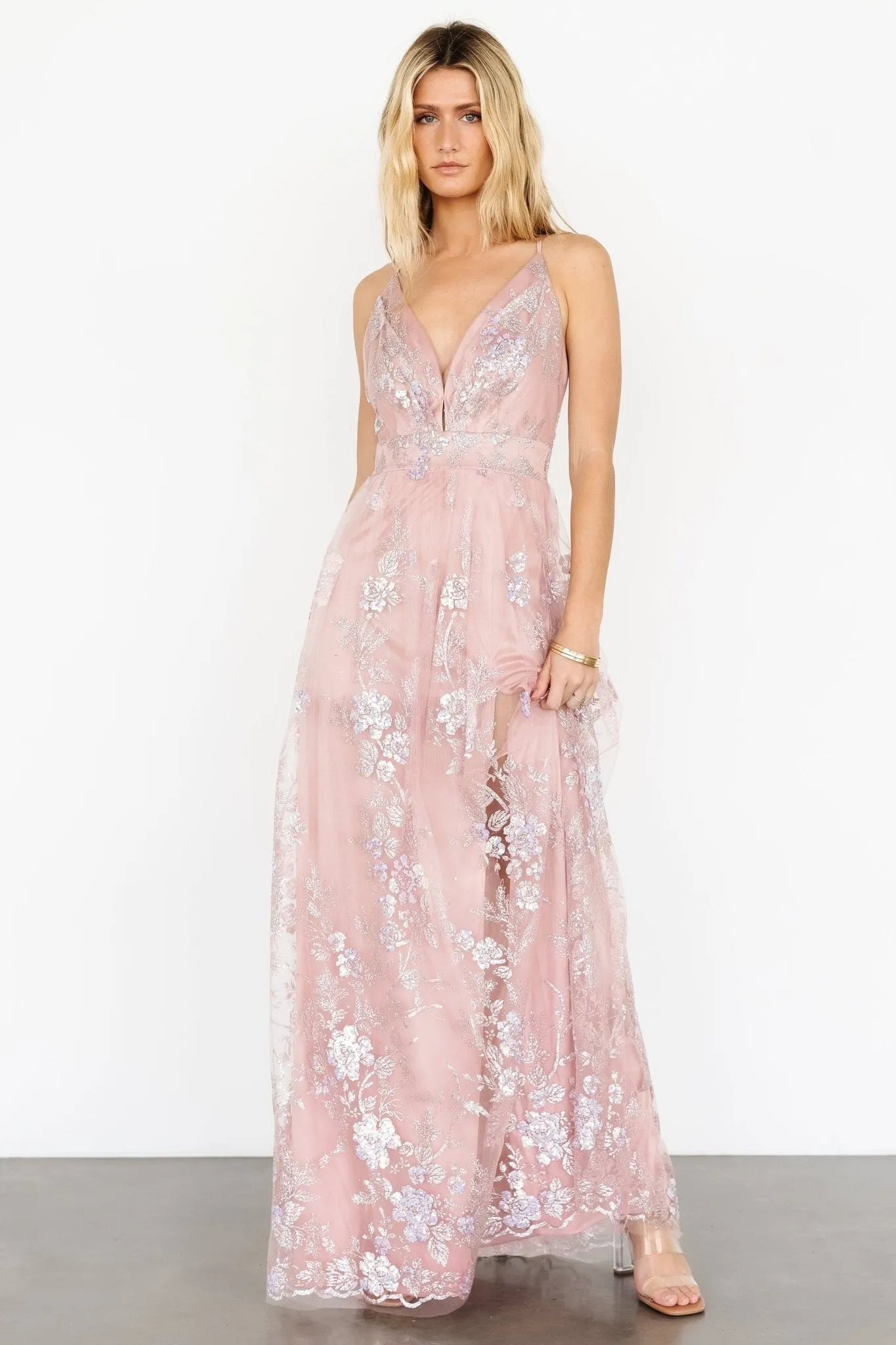 Lucienne Shimmer Maxi Gown | Blushing Rose sold by Baltic Born product image thumbnail 5