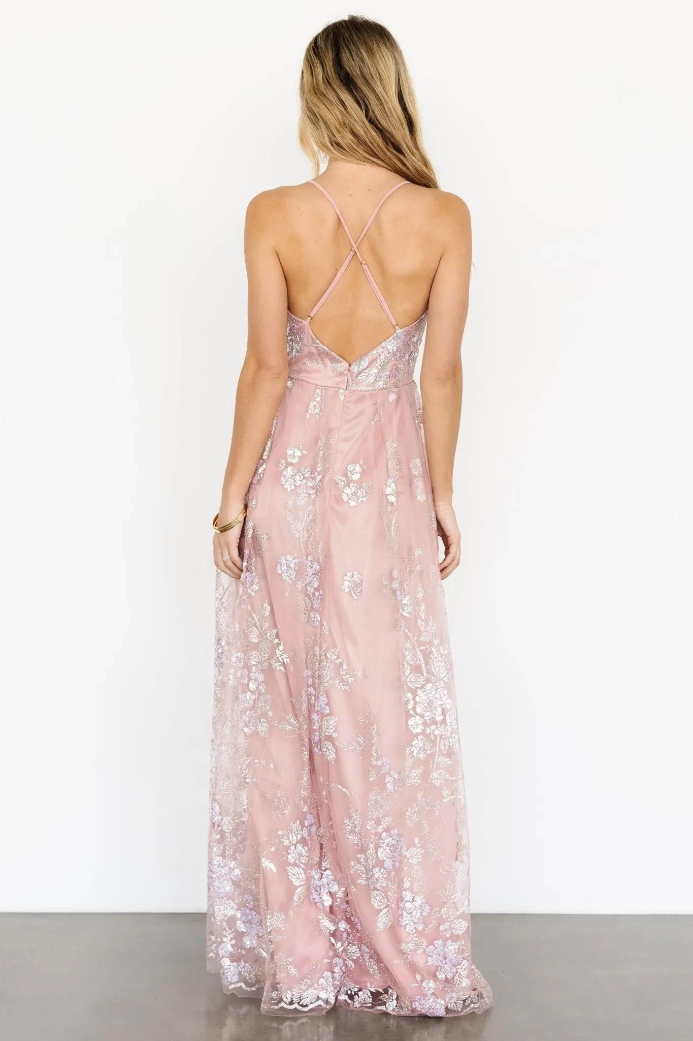 Lucienne Shimmer Maxi Gown | Blushing Rose sold by Baltic Born product image thumbnail 2