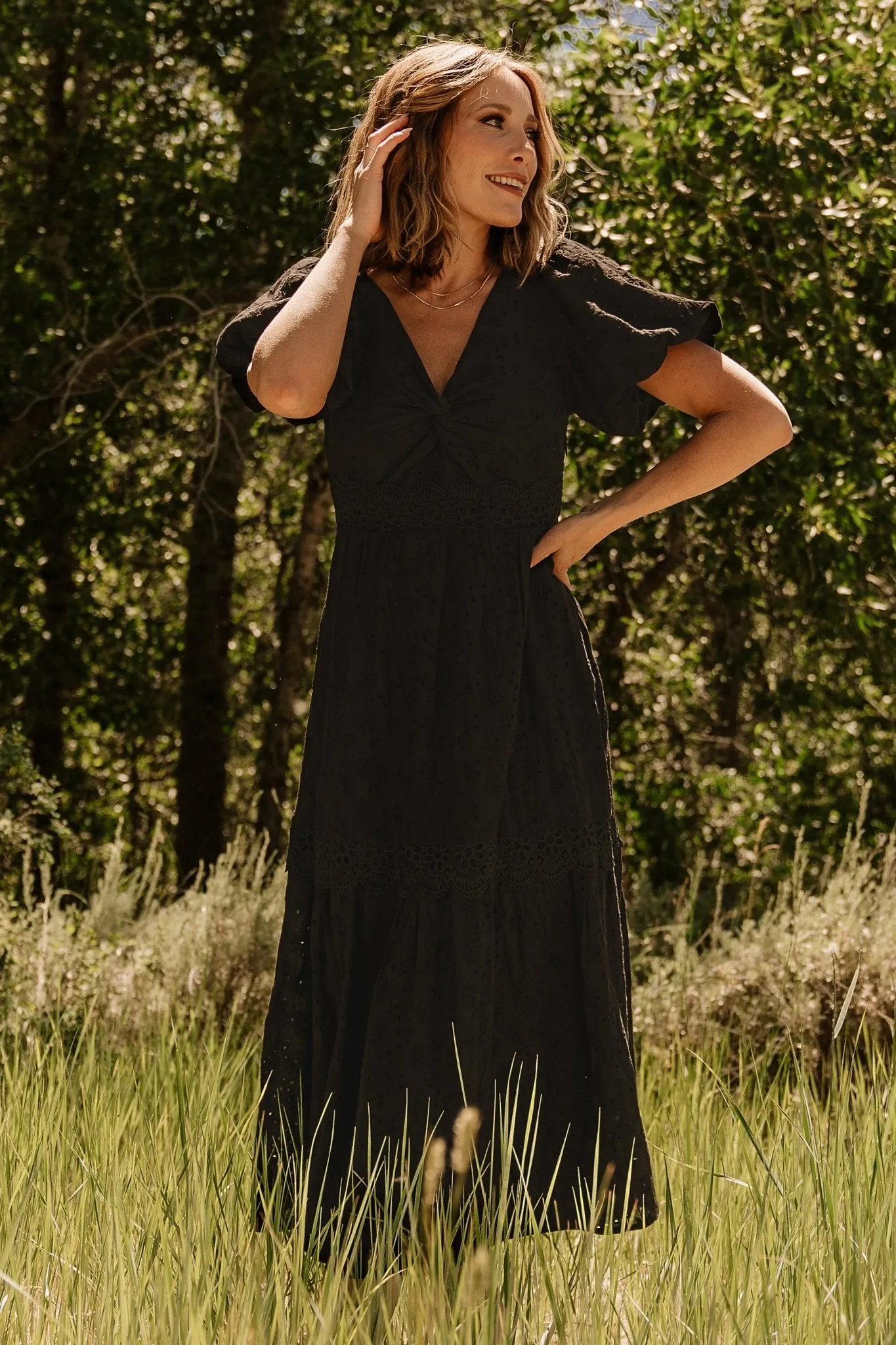 Jackie Eyelet Maxi Dress | Black sold by Baltic Born