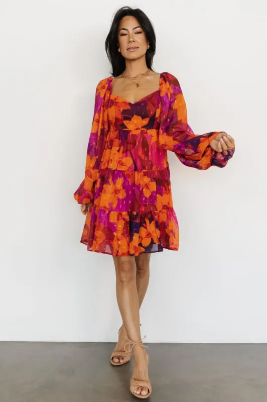 Harper Mini Dress | Eggplant + Orange Multi sold by Baltic Born