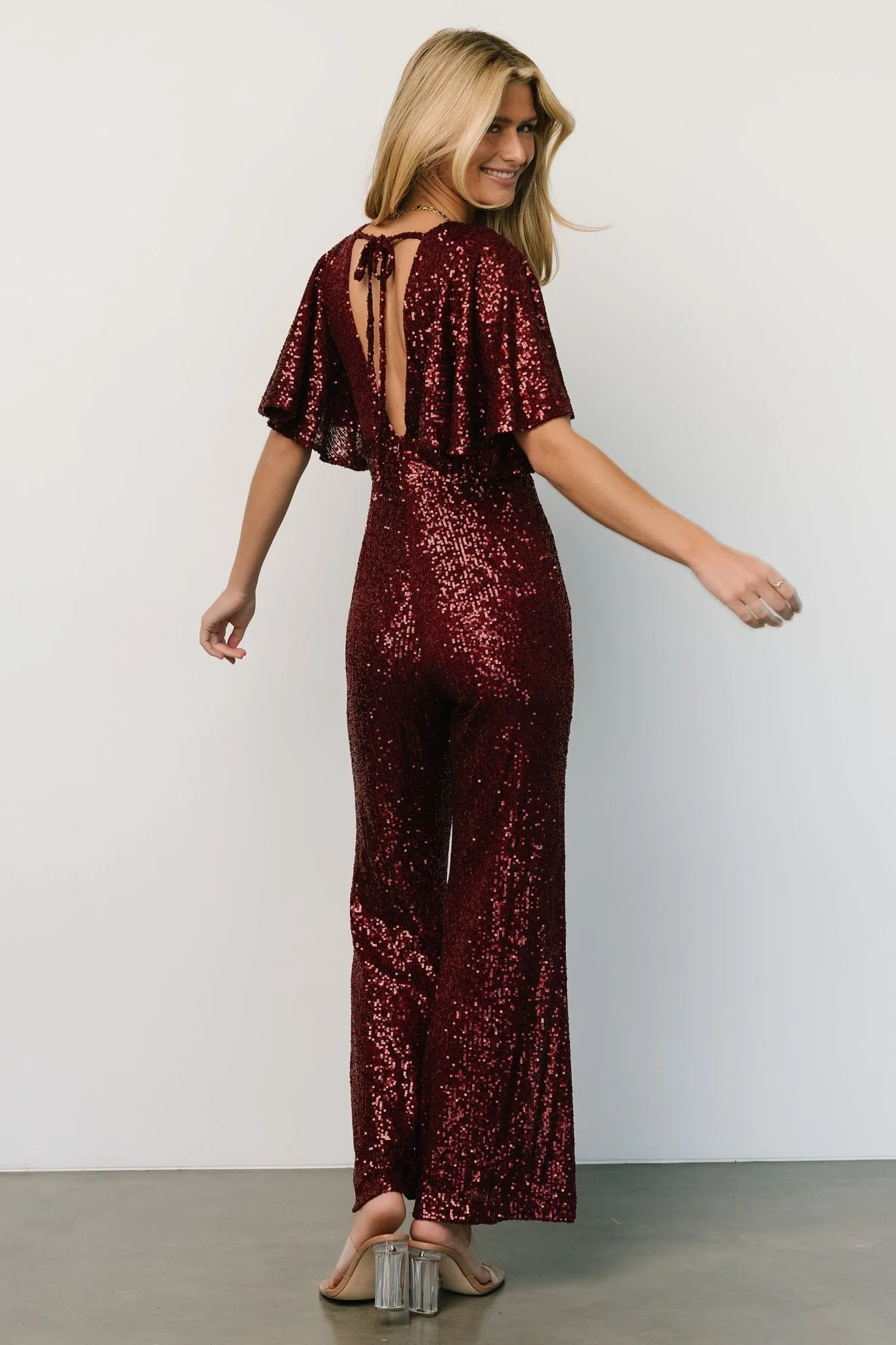 Dynasty Sequin Jumpsuit | Burgundy sold by Baltic Born product image thumbnail 2