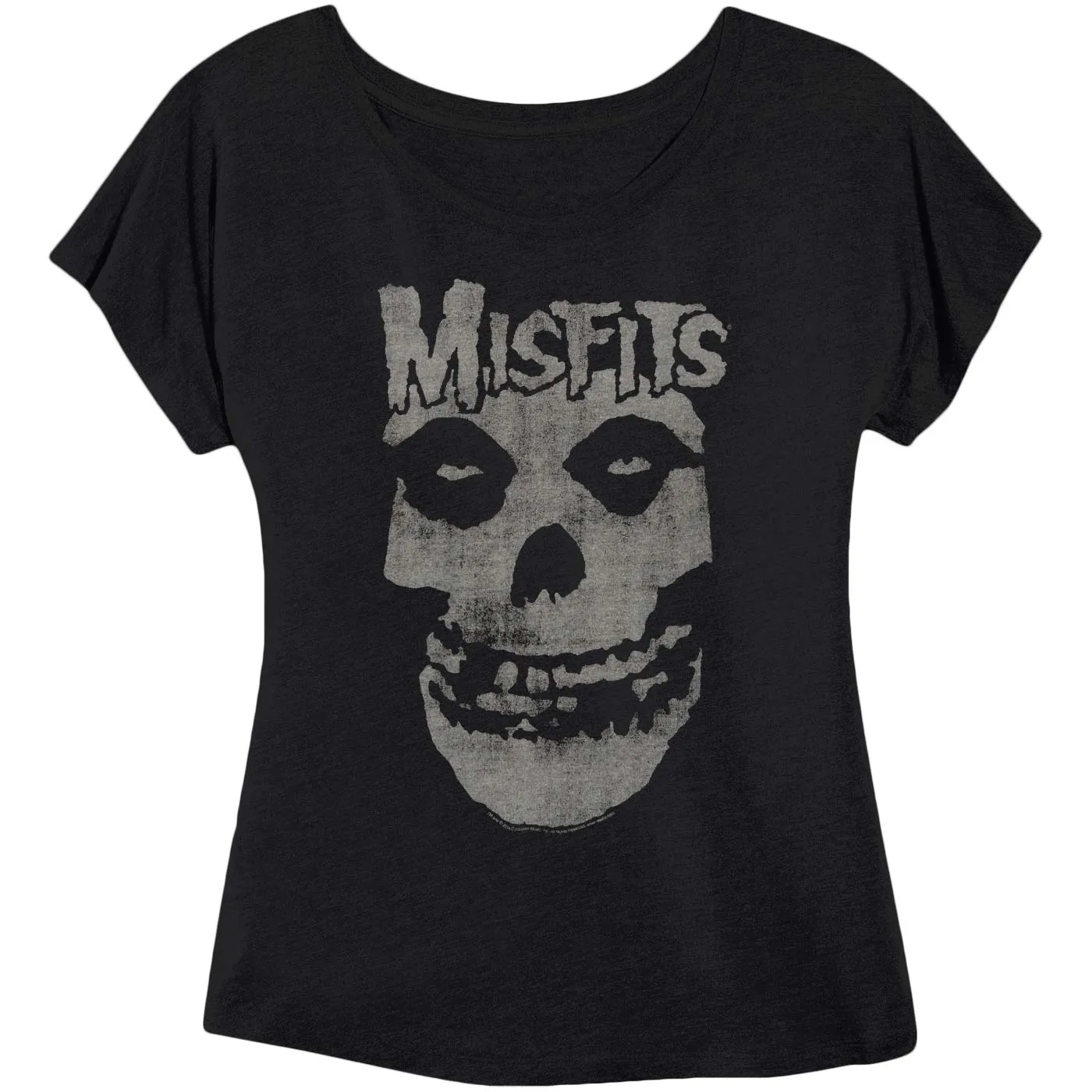 Distressed Skull Jrs Tri-Blend Dolman Junior Top sold by Rockabilia