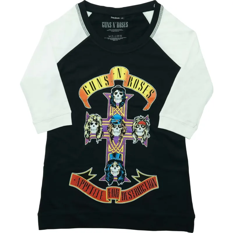 Appetite For Destruction Ladies Raglan Tee Junior Top sold by Rockabilia