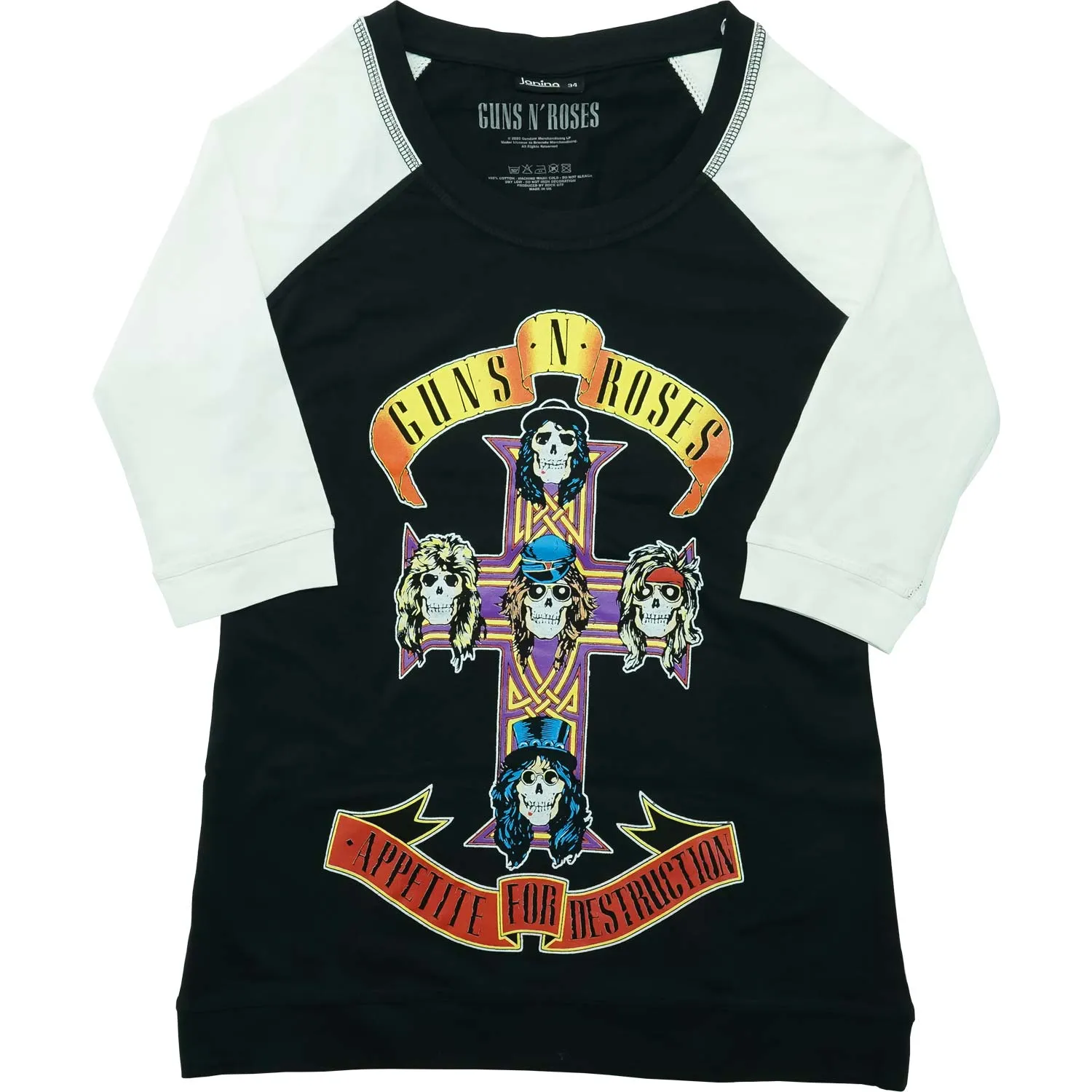 Appetite For Destruction Ladies Raglan Tee Junior Top sold by Rockabilia