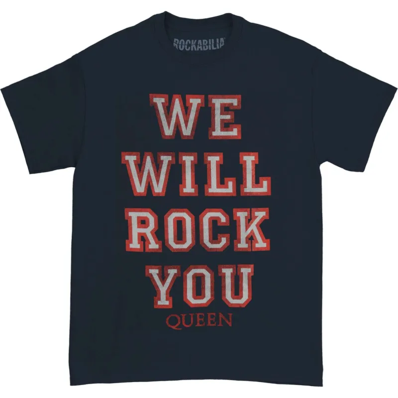 We Will Rock You On Dark Navy T-shirt sold by Rockabilia