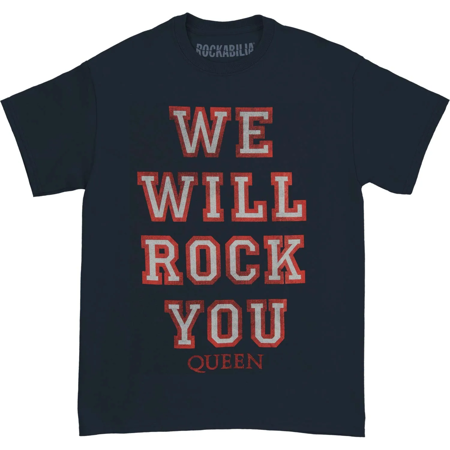 We Will Rock You On Dark Navy T-shirt sold by Rockabilia