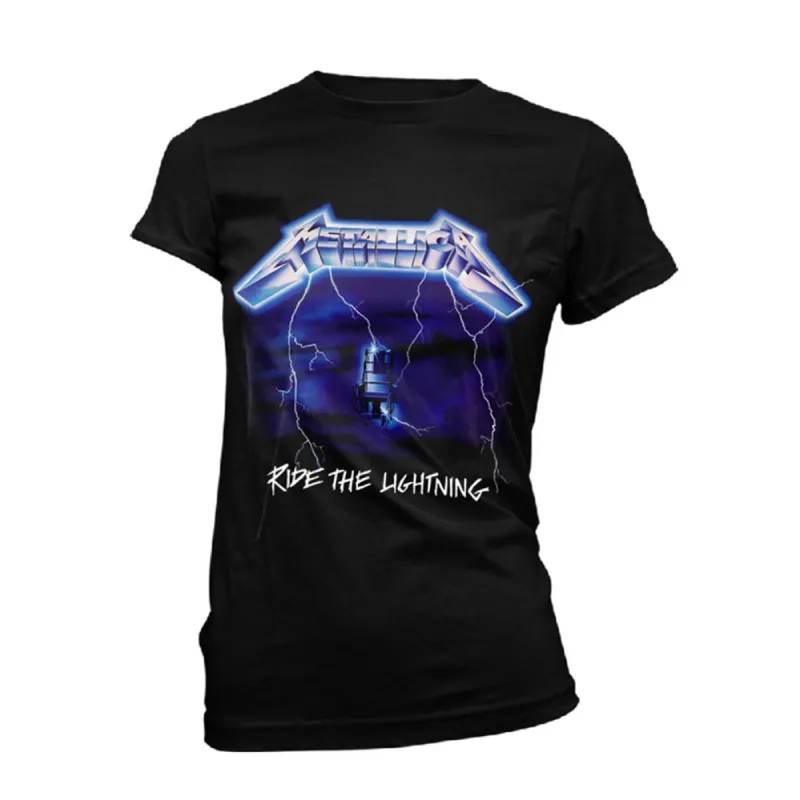 Ride The Lightning Tracks (black) Womens T-shirt sold by Rockabilia