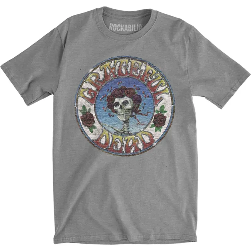 Skull & Roses Distressed Slim Fit T-shirt sold by Rockabilia