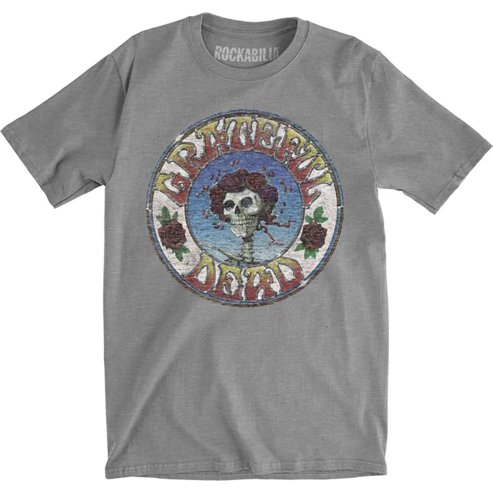 Skull & Roses Distressed Slim Fit T-shirt sold by Rockabilia