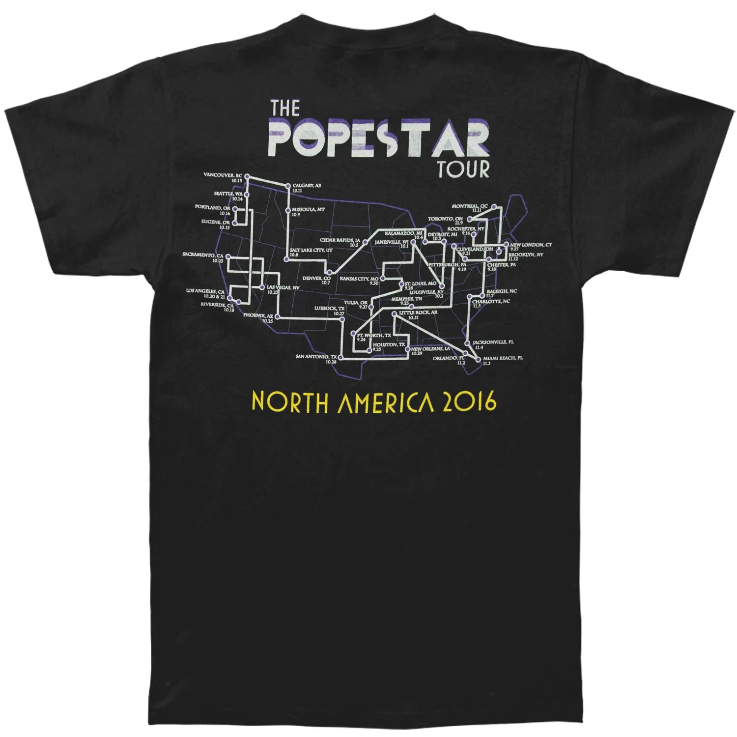 Popestar Man 2016 N.A. Tour T-shirt sold by Rockabilia product image thumbnail 2