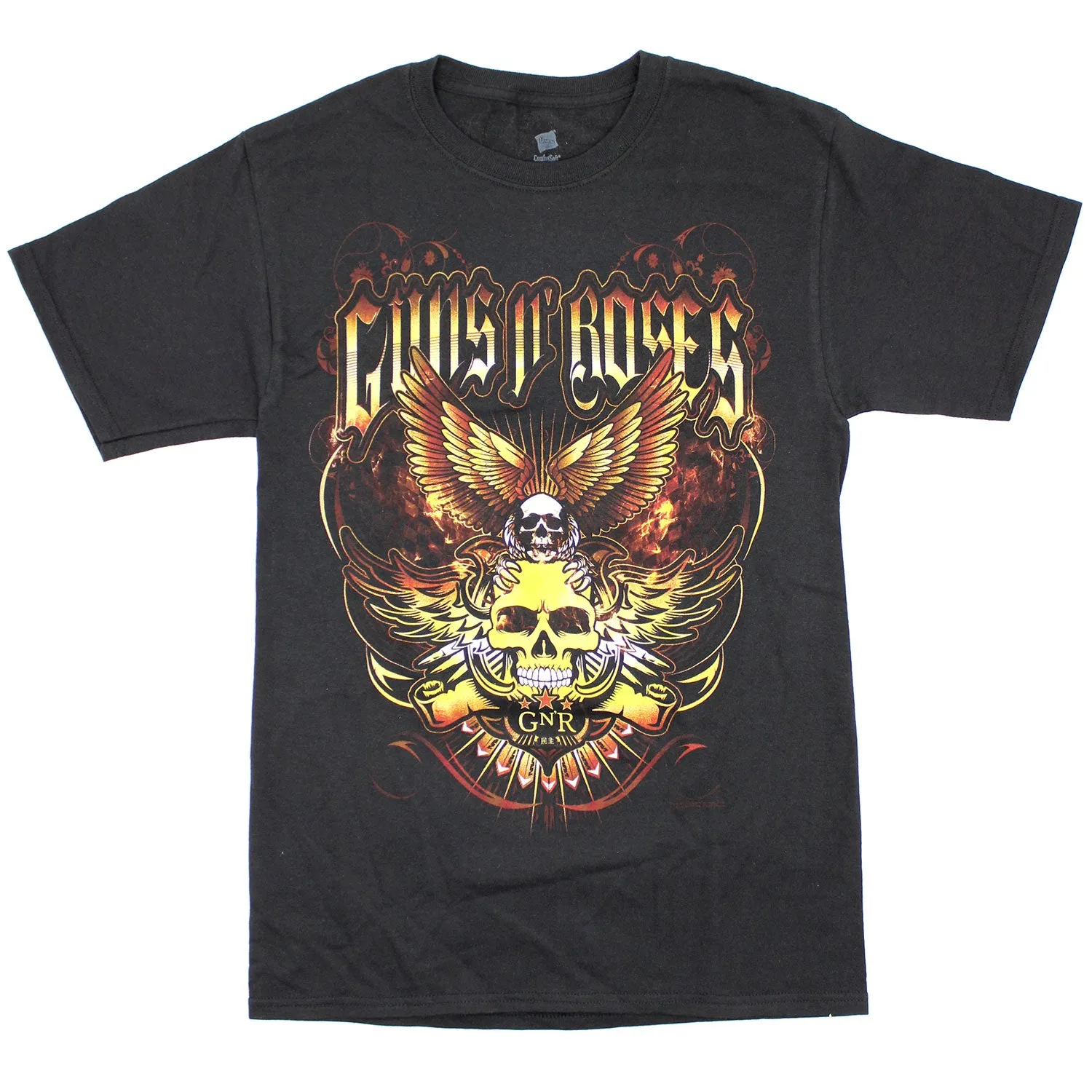 Skulls With Eagle Wings & GN'R Logo T-shirt sold by Rockabilia