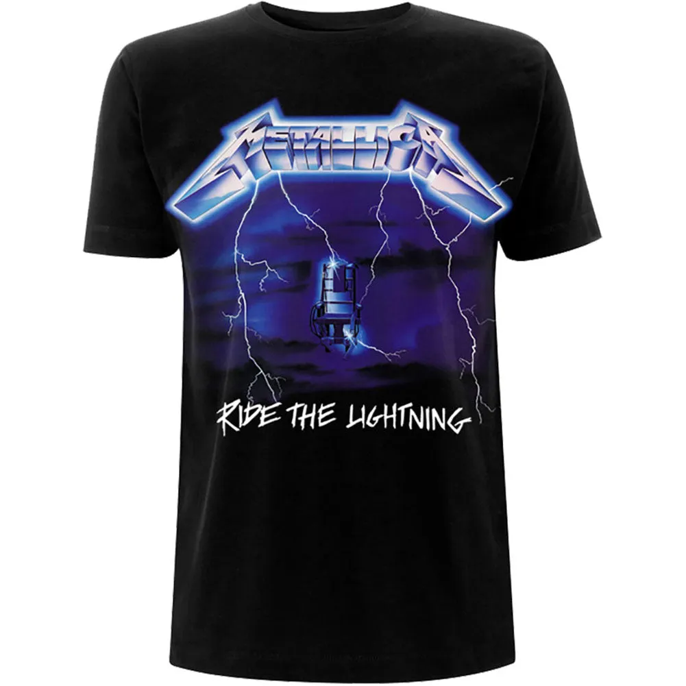 Ride The Lightning Tracks (Back Print) Slim Fit T-shirt sold by Rockabilia