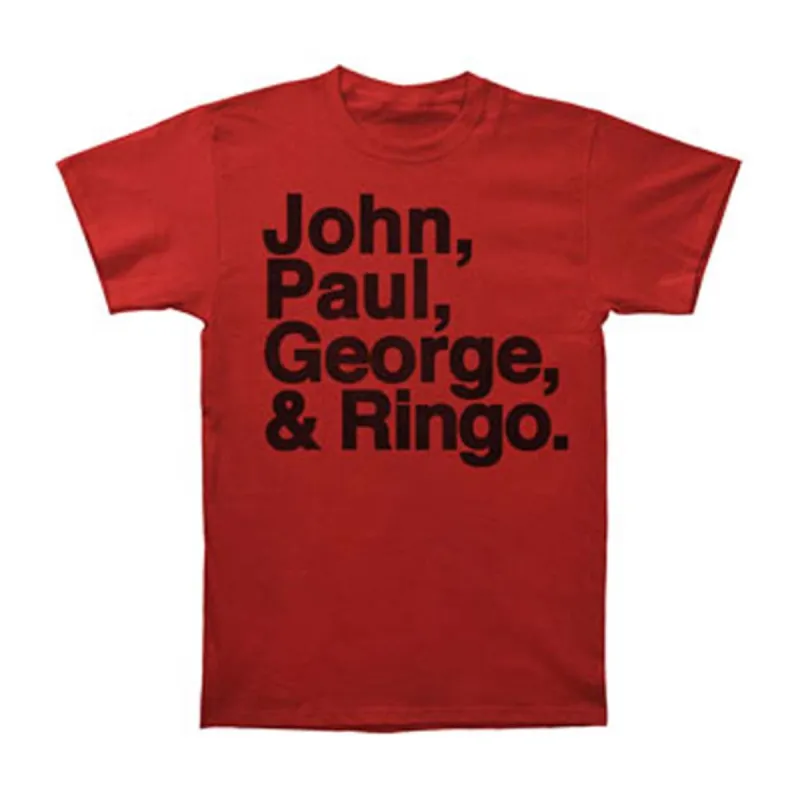 JPG&R John, Paul, George & Ringo On Red Shirt T-shirt made by The Beatles