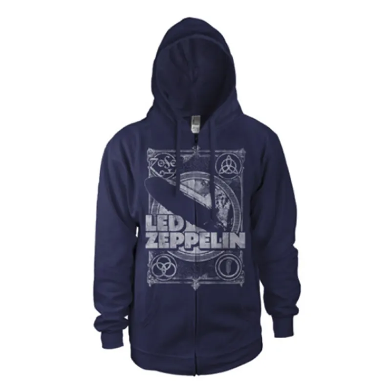 Vintage Print Lz1 Zippered Hooded Sweatshirt sold by Rockabilia