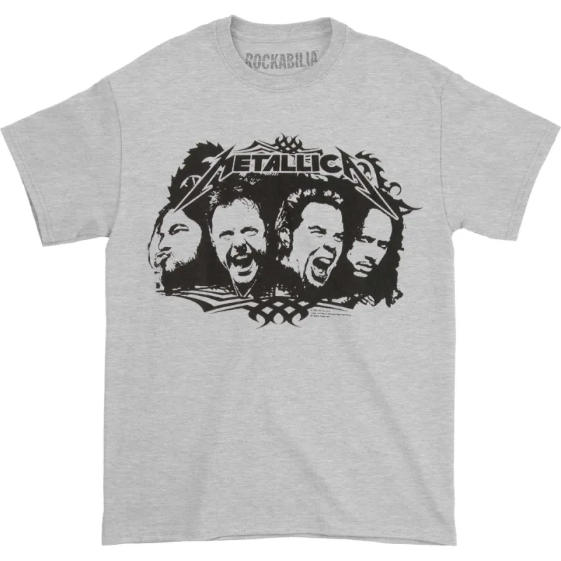 Metallica Faces on Heather Gray Tee T-shirt made by Rockabilia