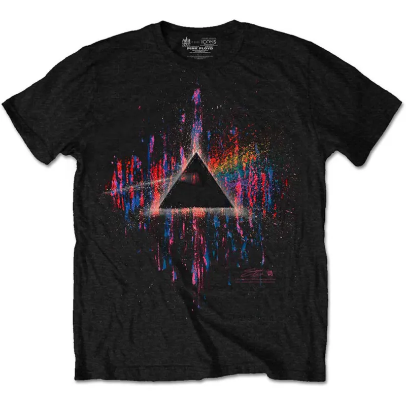 Dark Side of the Moon Pink Splatter Slim Fit T-shirt sold by Rockabilia