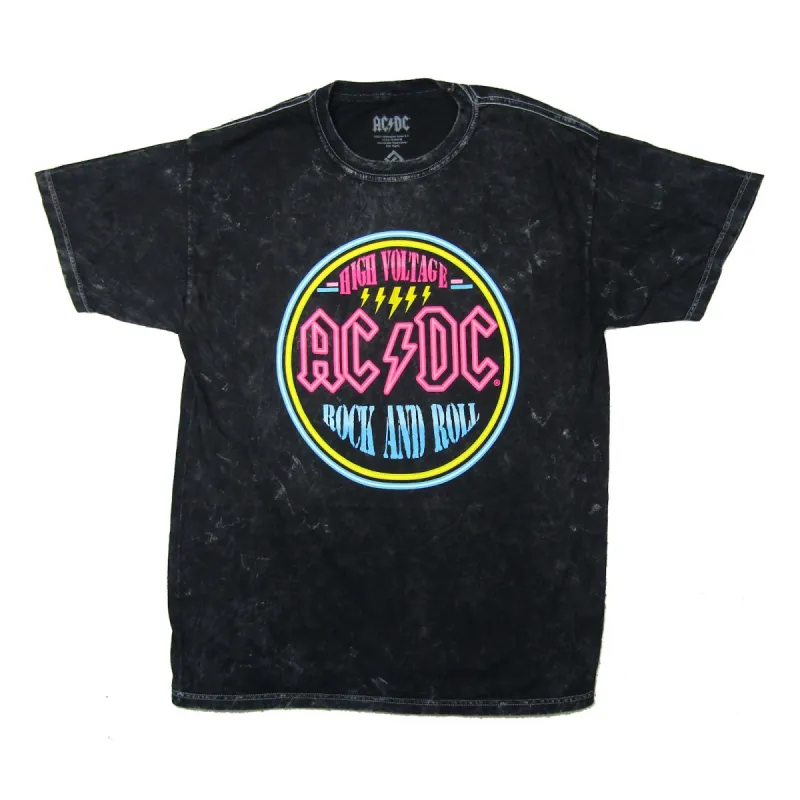 Neon High Voltage Rock N Roll Stonewashed T-shirt made by AC/DC