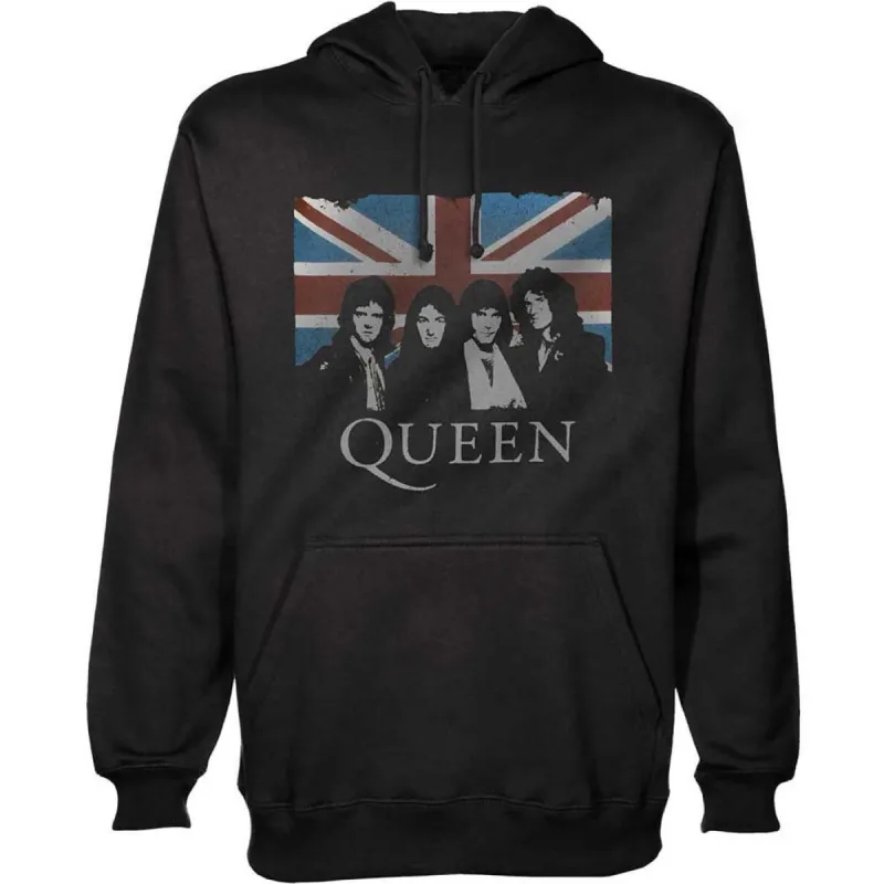 Queen Vintage Union Jack Hooded Sweatshirt made by Rockabilia
