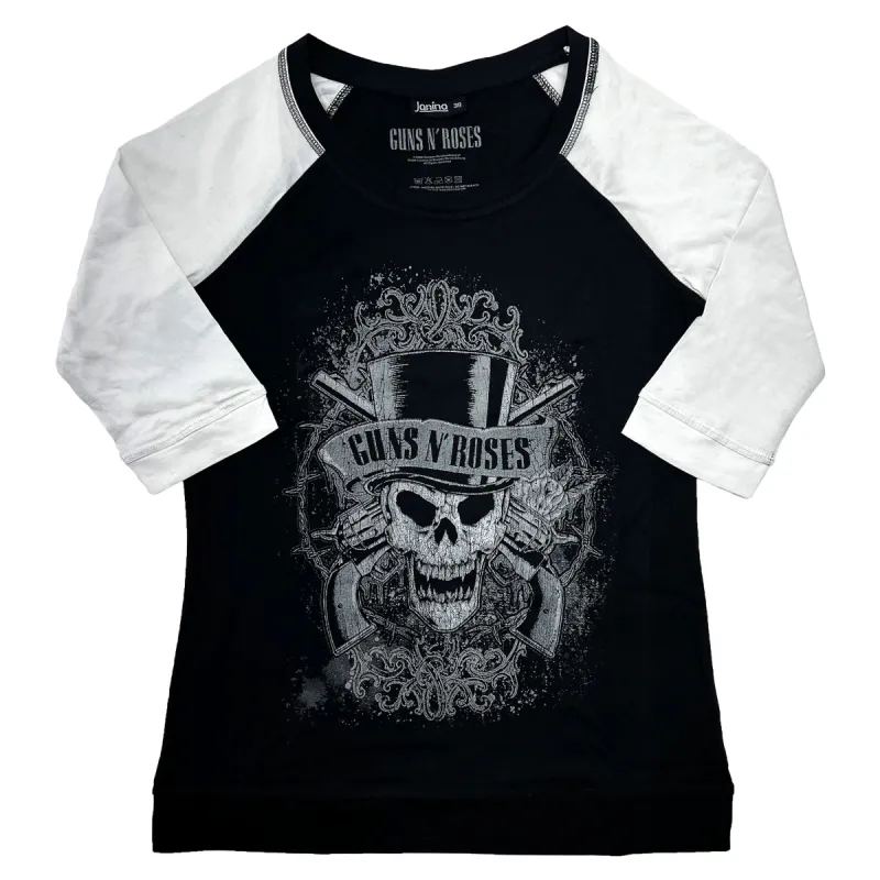 Faded Skull Ladies Raglan Tee Junior Top sold by Rockabilia