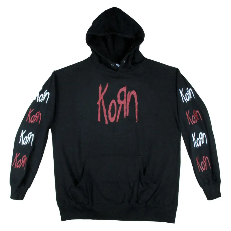 Sleeve Logos Pull Over Hooded Fleece Hooded Sweatshirt sold by Rockabilia