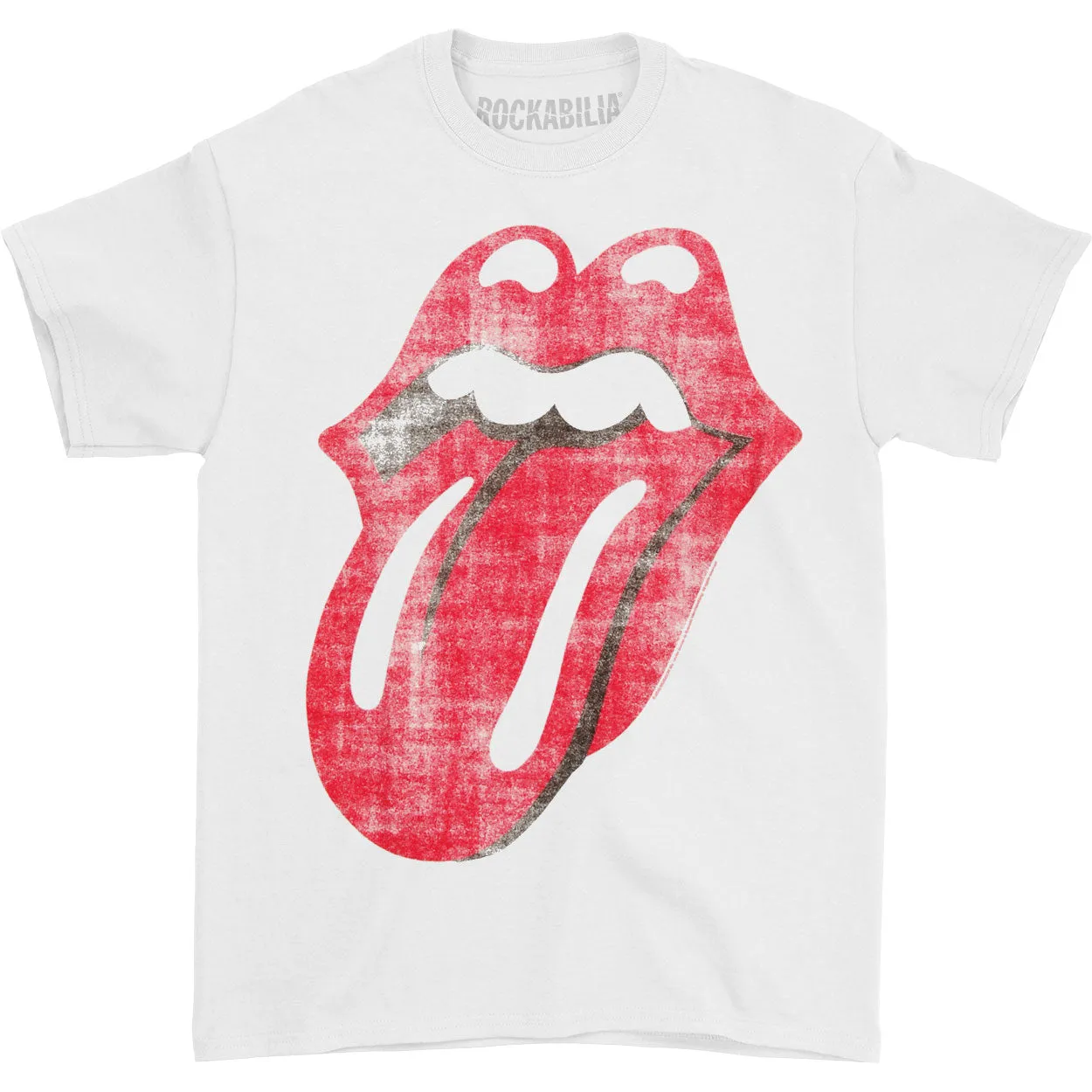 Classic Distressed Tongue On White T-shirt sold by Rockabilia
