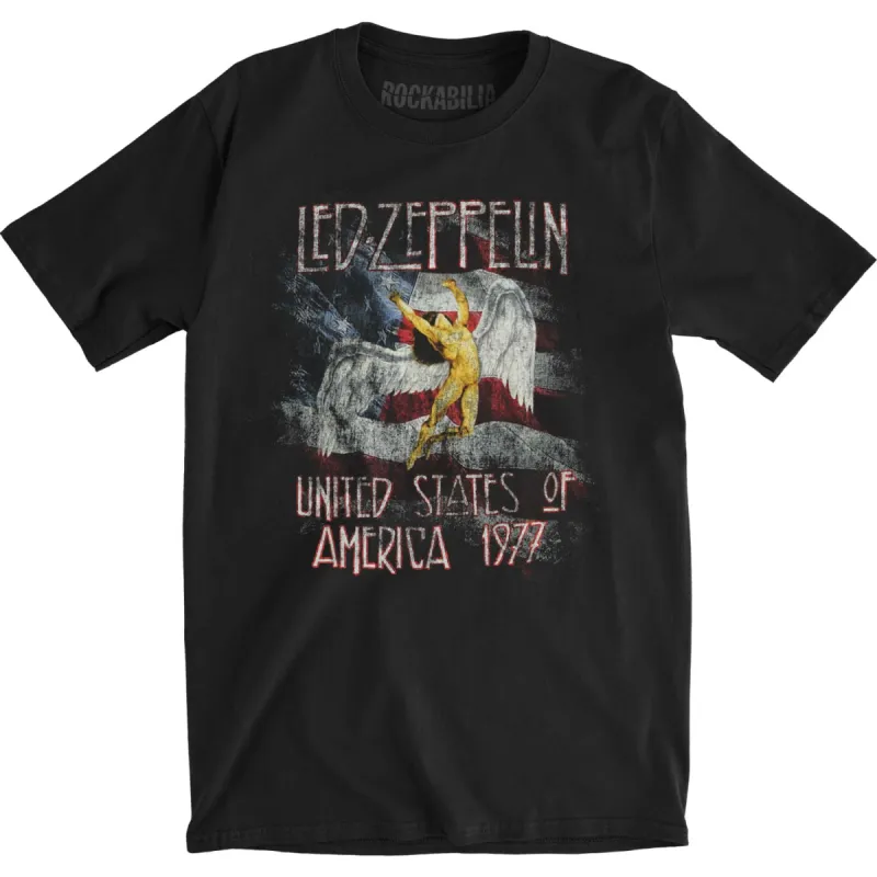 USA '77 With Flag Slim Fit T-shirt sold by Rockabilia