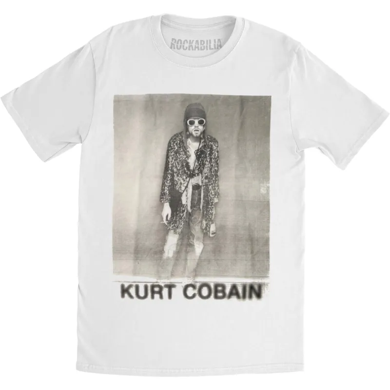 Kurt Cobain B&W Leopard Photo Mens Regular T Slim Fit T-shirt sold by Rockabilia