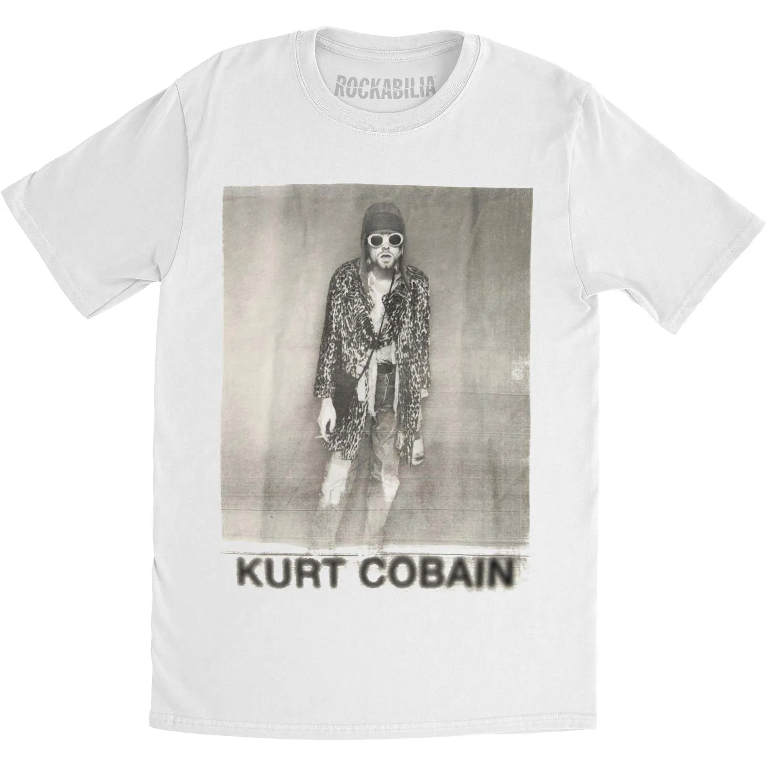 Kurt Cobain B&W Leopard Photo Mens Regular T Slim Fit T-shirt sold by Rockabilia