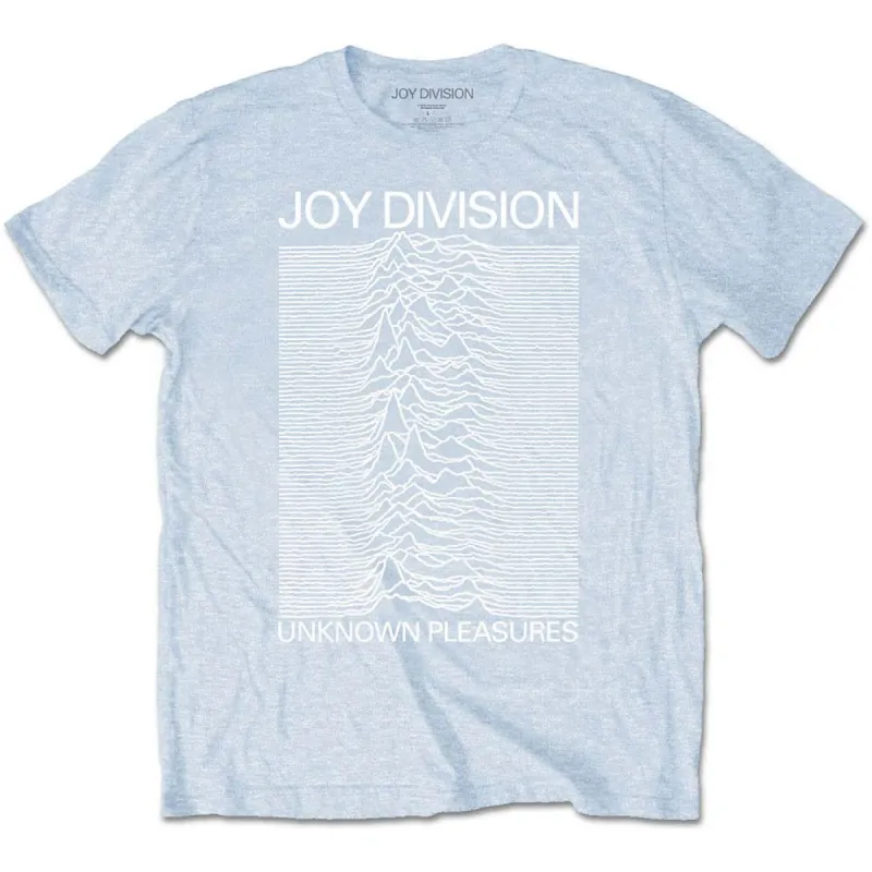 Unknown Pleasures White On Blue Slim Fit T-shirt made by Rockabilia