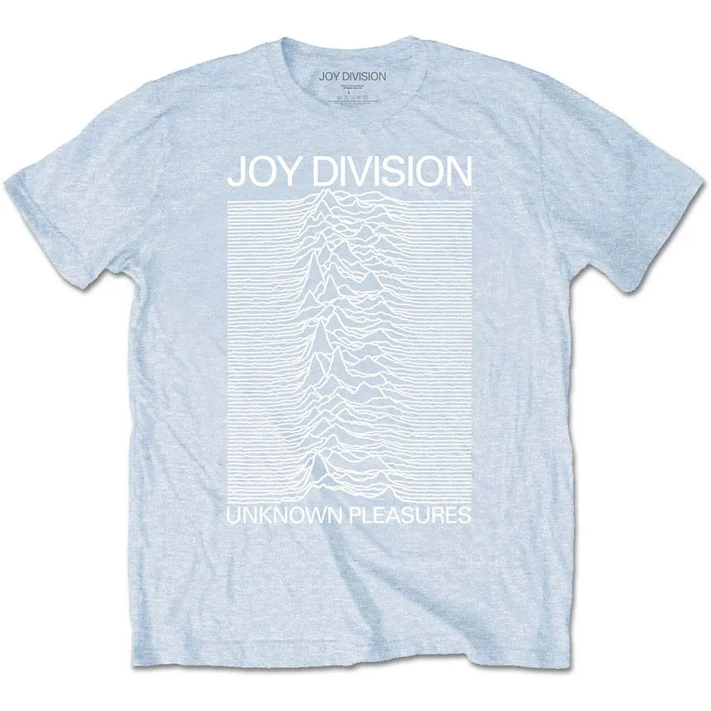 Joy Division Unknown Pleasures White On Blue Slim Fit T-shirt sold by Rockabilia