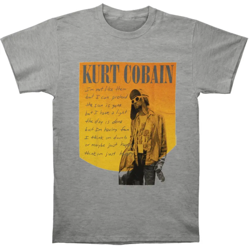 Kurt Cobain Just Happy Photo Mens Regular T T-shirt sold by Rockabilia
