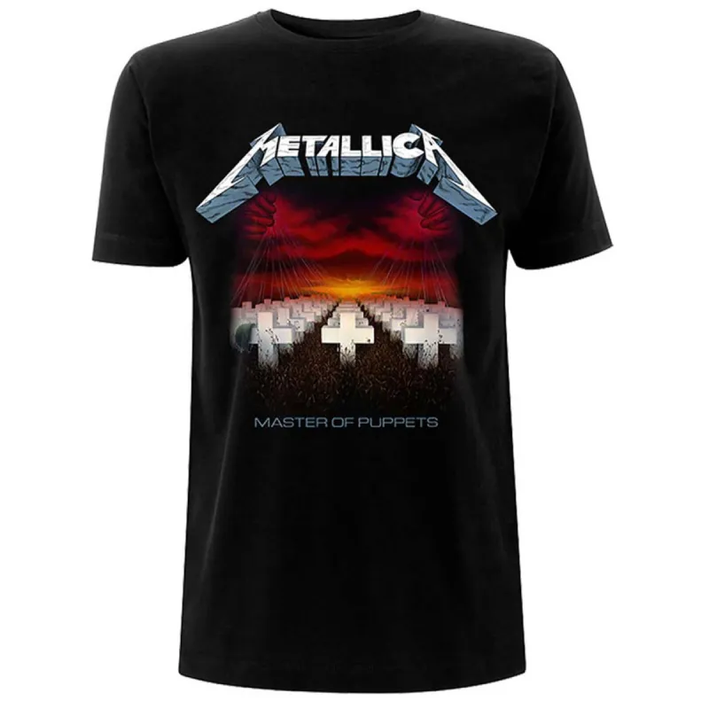 Master of Puppets Tracks (Back Print) Slim Fit T-shirt sold by Rockabilia