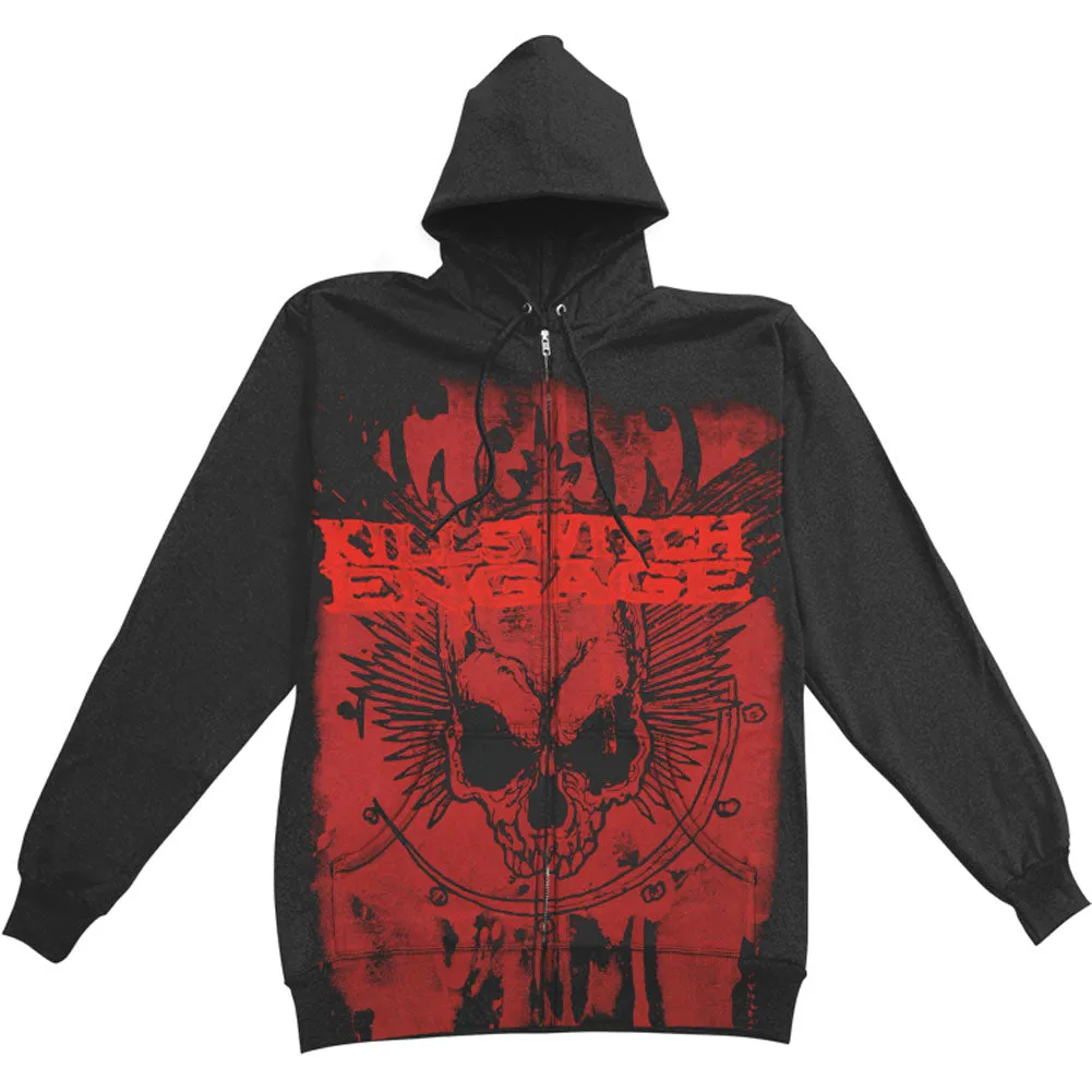Splatter Skull AO Zippered Hooded Sweatshirt sold by Rockabilia