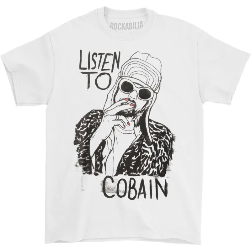 Kurt Cobain Listen To Cobain Mens Regular T T-shirt sold by Rockabilia