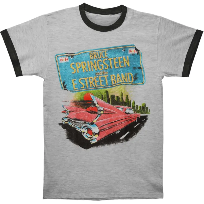 Pink Car Tin He Gy/Bk Ringer T Slim Fit T-shirt sold by Rockabilia