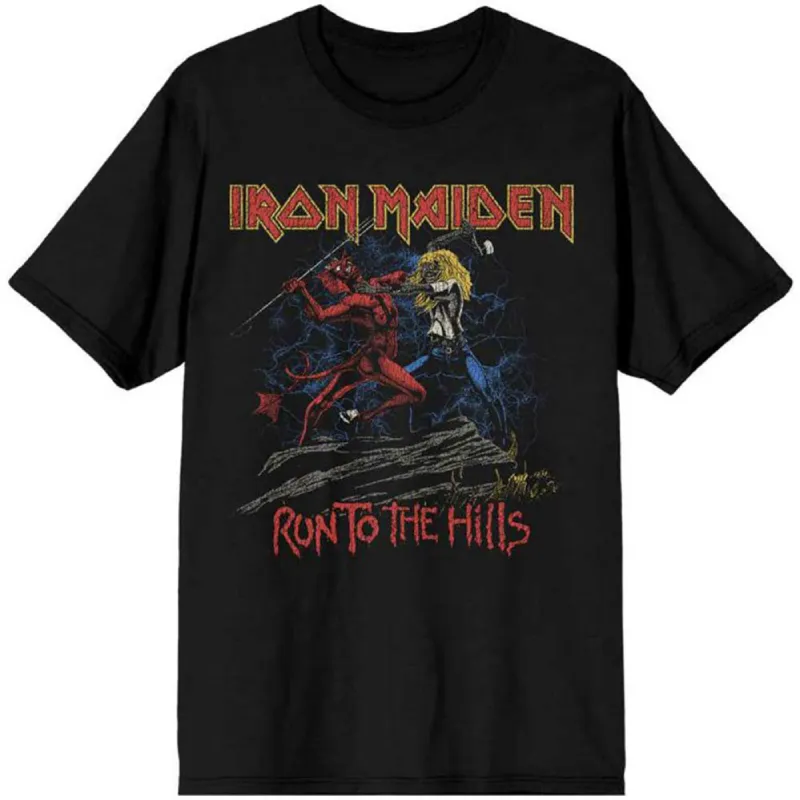 Number of the Beast Run To The Hills Distress Slim Fit T-shirt sold by Rockabilia