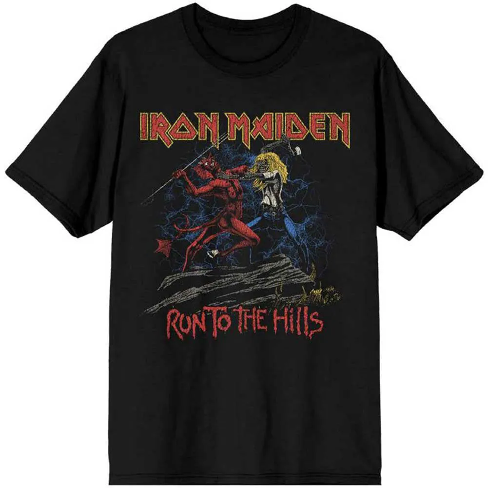 Number of the Beast Run To The Hills Distress Slim Fit T-shirt sold by Rockabilia
