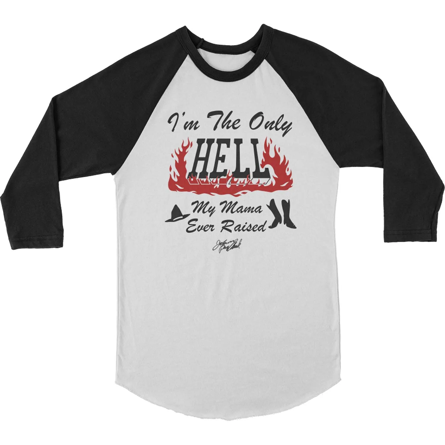 Only Hell Raglan (White/Black) Baseball Jersey sold by Rockabilia