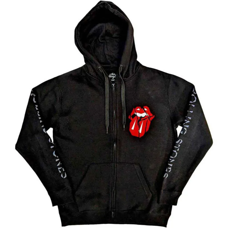 Hackney Diamonds Shattered Tongue Zippered Hooded Sweatshirt sold by Rockabilia