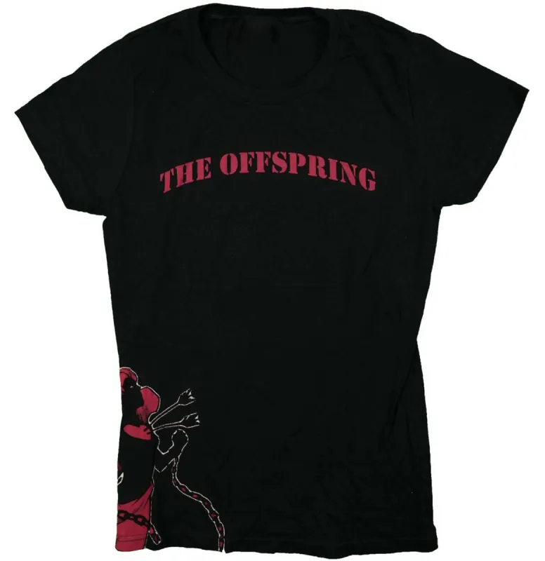 Red Stencil Logo With Chained Anget Girl Junior Top made by Offspring