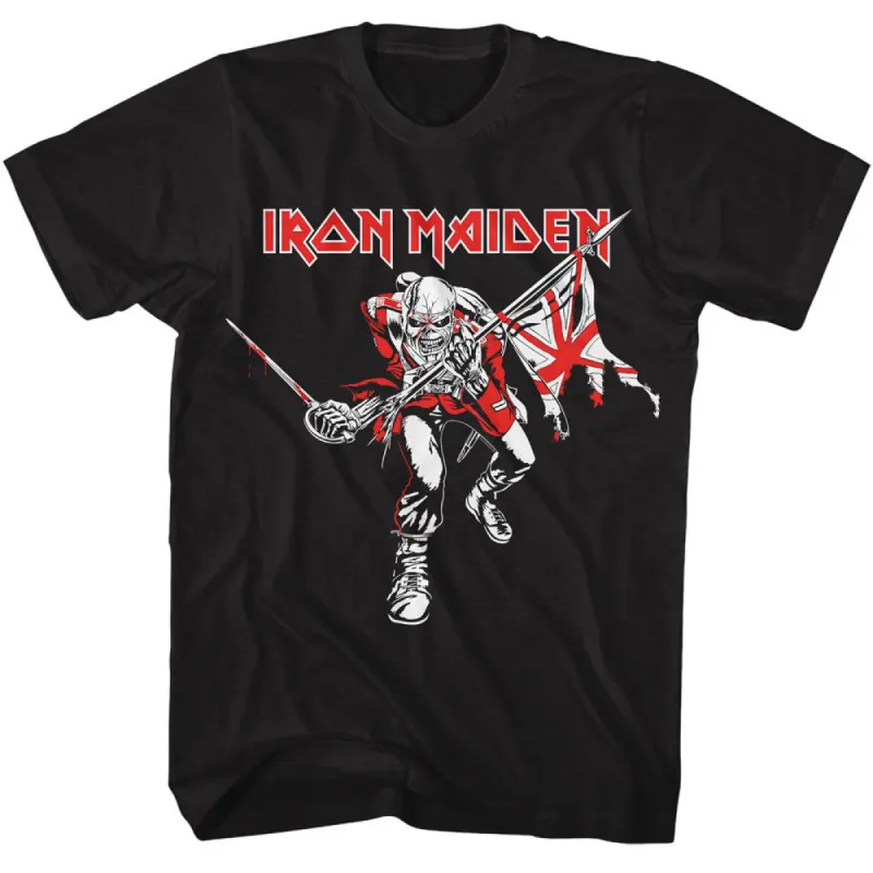Iron Maiden Red White Trooper T-shirt sold by Rockabilia