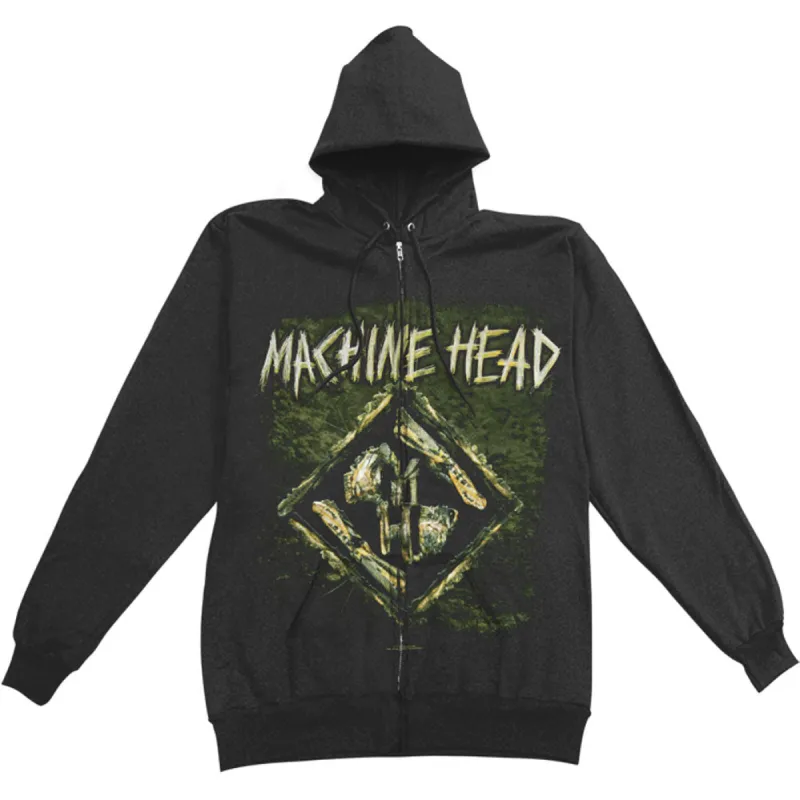 Stacked Diamond Zippered Hooded Sweatshirt sold by Rockabilia