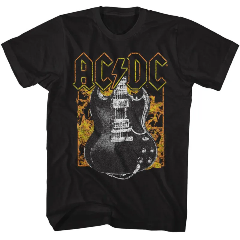 AC/DC Fire And Guitar T-shirt sold by Rockabilia