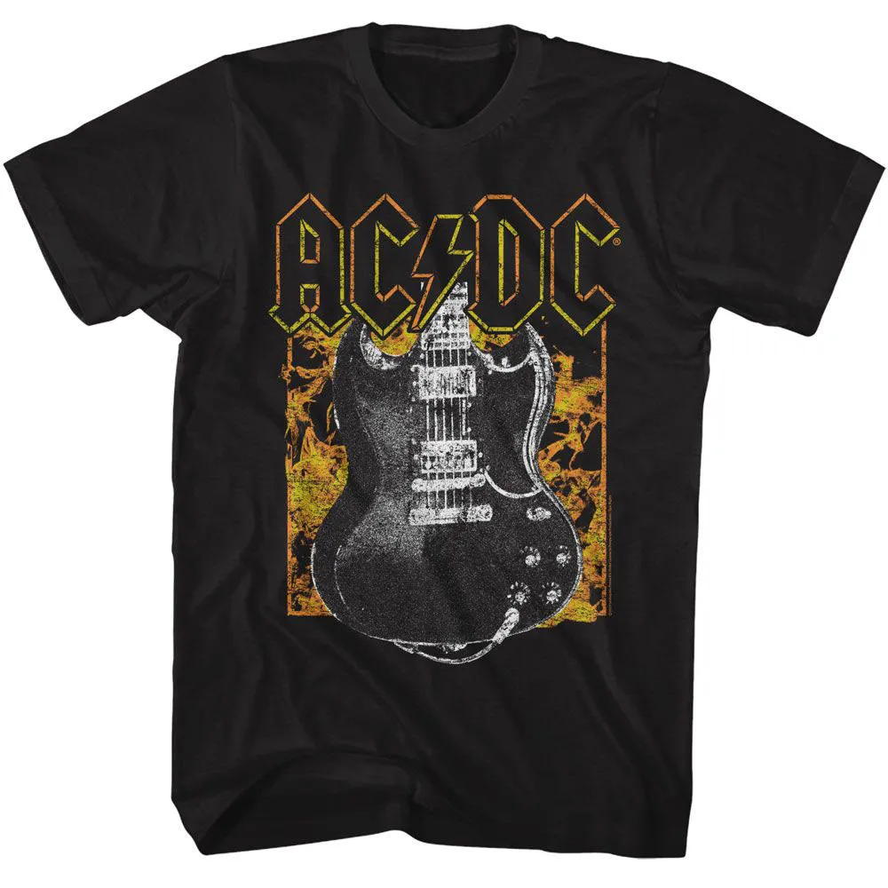AC/DC Fire And Guitar T-shirt sold by Rockabilia