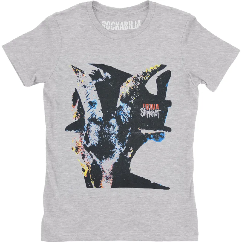 Iowa Goat Shadow (Back Print) Ladies T-Shirt Junior Top made by Rockabilia