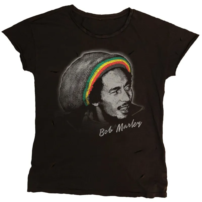 Catch A Fire Beanie Distressed Ladies T-shirt Junior Top sold by Rockabilia