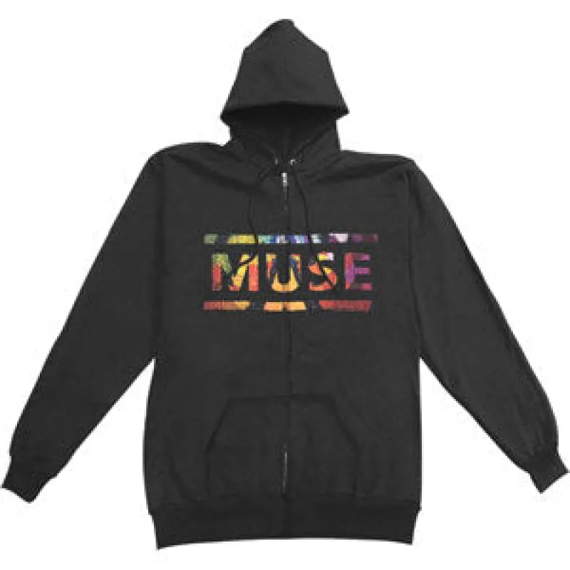 Overlay Zippered Hooded Sweatshirt made by Muse