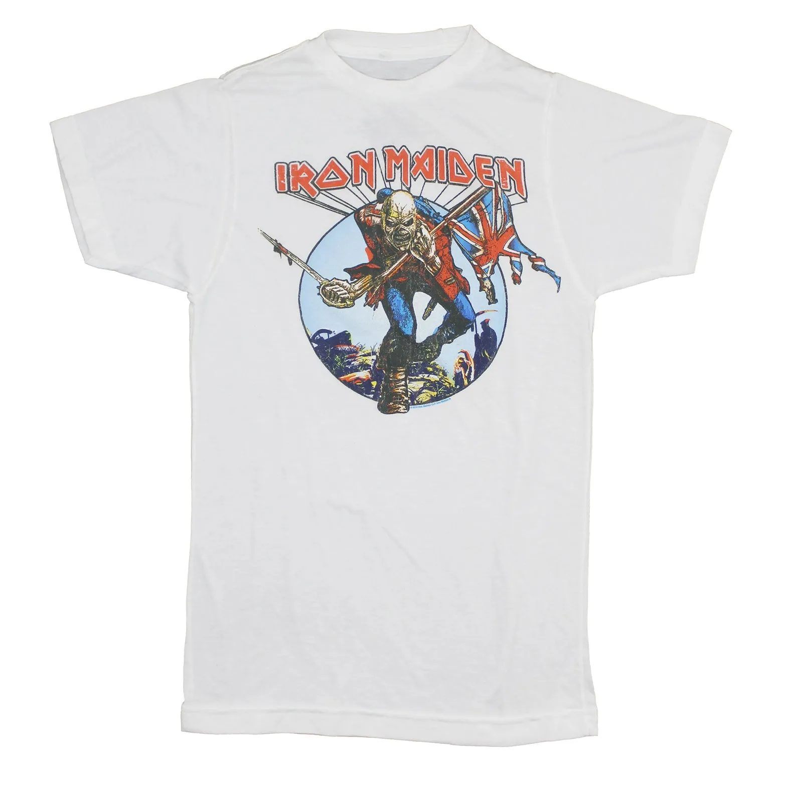 The Trooper On White Oversized Tee Slim Fit T-shirt sold by Rockabilia