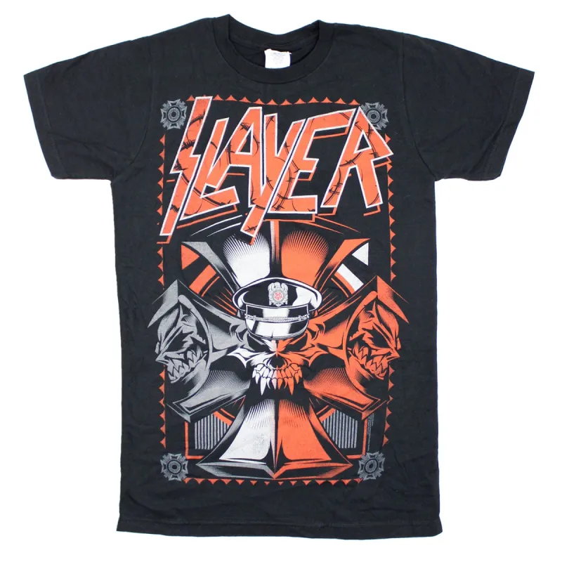 Grey & Red Iron Cross Skull T-shirt sold by Rockabilia