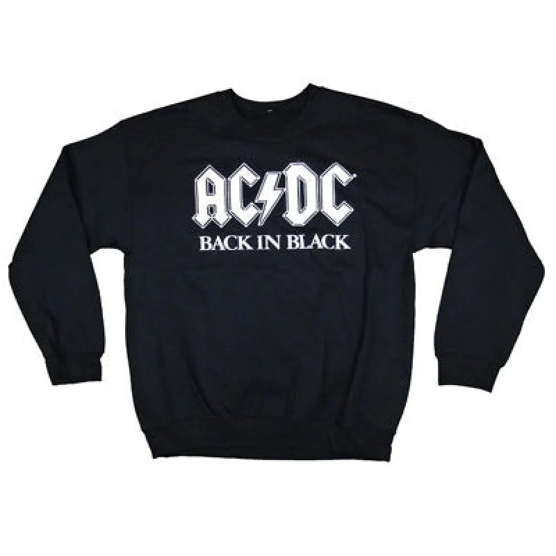 Back In Black Crew Neck Fleece Sweatshirt sold by Rockabilia